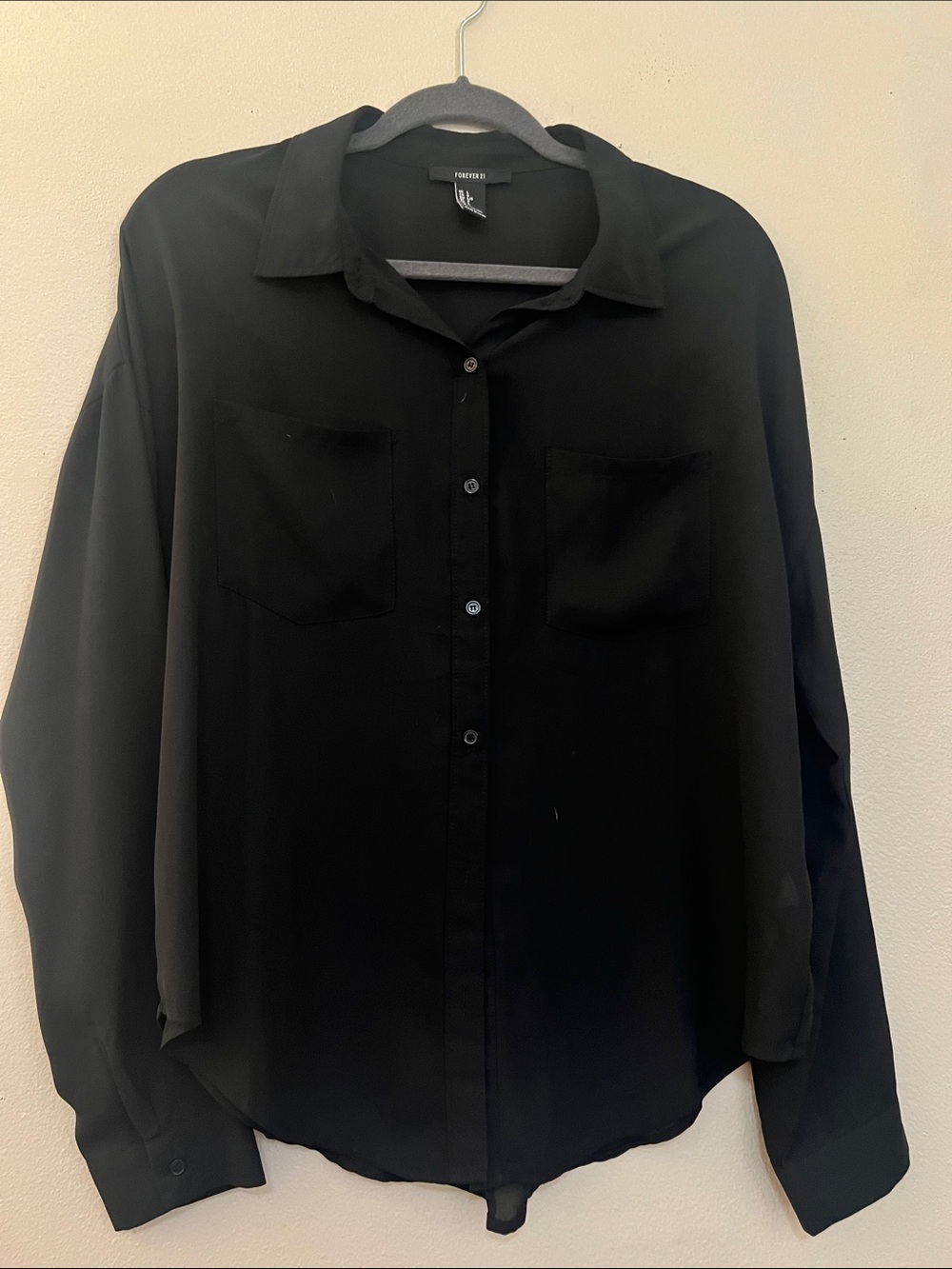 Forever 21 Black Long Sleeve Button-Down Shirt